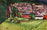 Egon Schiele Peasant Homestead in a Landscepe France oil painting artist